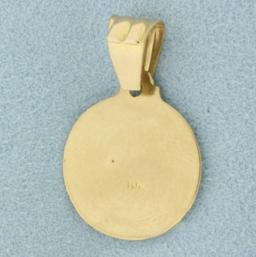 Saint Barbara Ruby Protection Pendant In 10k Yellow Gold