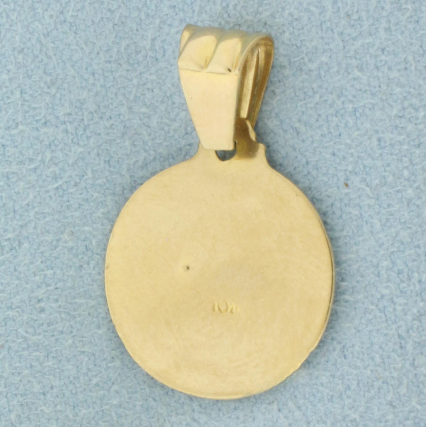 Saint Barbara Ruby Protection Pendant In 10k Yellow Gold