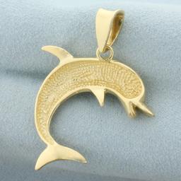 Large Dolphin Pendant In 14k Yellow Gold