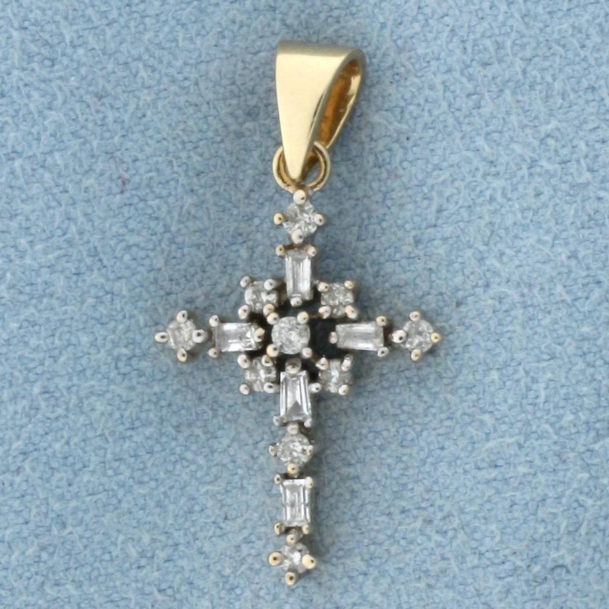 Diamond Cross Pendant In 10k Yellow Gold