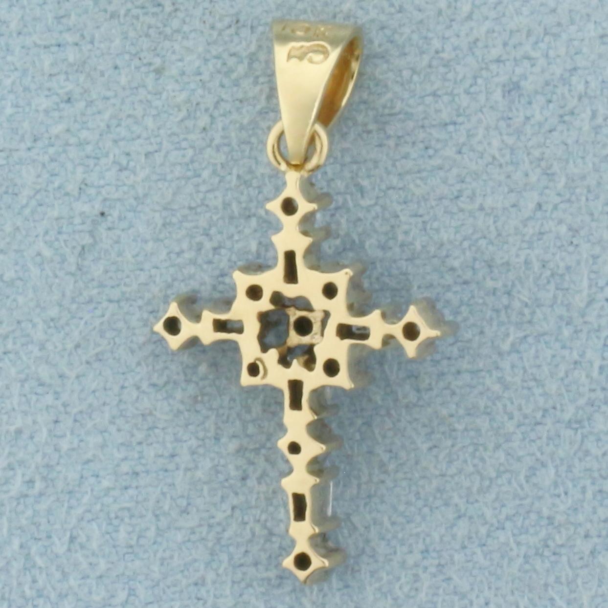 Diamond Cross Pendant In 10k Yellow Gold