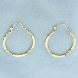 Unique Bar And Rope Hoop Earrings In 14k Yellow Gold