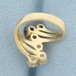 Natural Ruby And Diamond Pinky Ring In 14k Yellow Gold