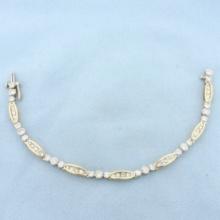 Two Tone Diamond Tennis Bracelet In 14k Yellow And White Gold