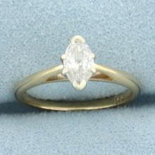 Marquise Diamond Solitaire Engagement Ring In 14k Yellow Gold