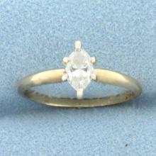 Marquise Diamond Solitaire Engagement Ring In 14k Yellow Gold