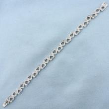 Diamond Heart Link Bracelet In 14k White Gold