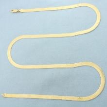 Italian 24 Inch Reversable Herringbone Link Necklace In 14k Yellow Gold