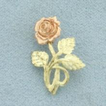Rose Flower Pendant In 14k Yellow And Rose Gold