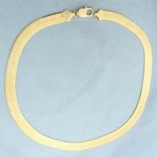 Italian Heavy 18 Inch Herringbone Link Necklace In 14k Yellow Gold