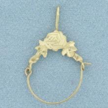 Diamond Cut Rose Charm Holder Pendant In 14k Yellow Gold