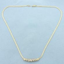 Diamond Herringbone Link Necklace In 14k Yellow Gold