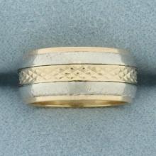 Vintage Artcarved Two Tone Wedding Band Ring In 14k Yellow And White Gold