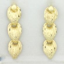 Diamond Cut Dangle Earrings In 14k Yellow Gold
