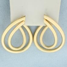 Large Teardrop Drop Earrings In 14k Yellow Gold