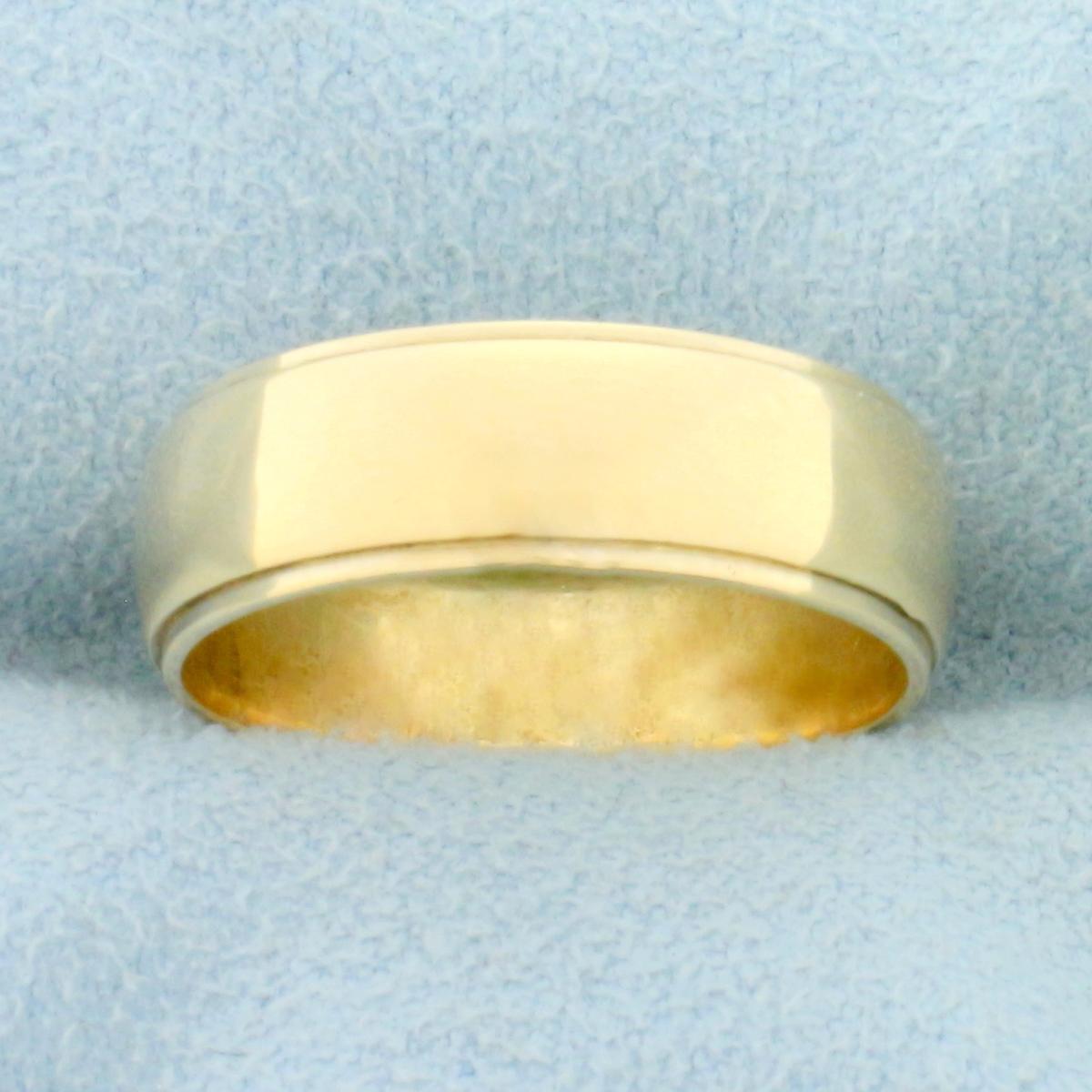 Womans Step Edge Wedding Band Ring In 14k Yellow Gold