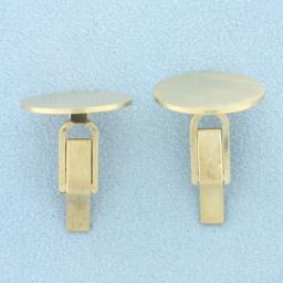 Vintage Engravable Disc Cuff Links In 14k Yellow Gold