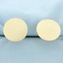 Vintage Engravable Disc Cuff Links In 14k Yellow Gold
