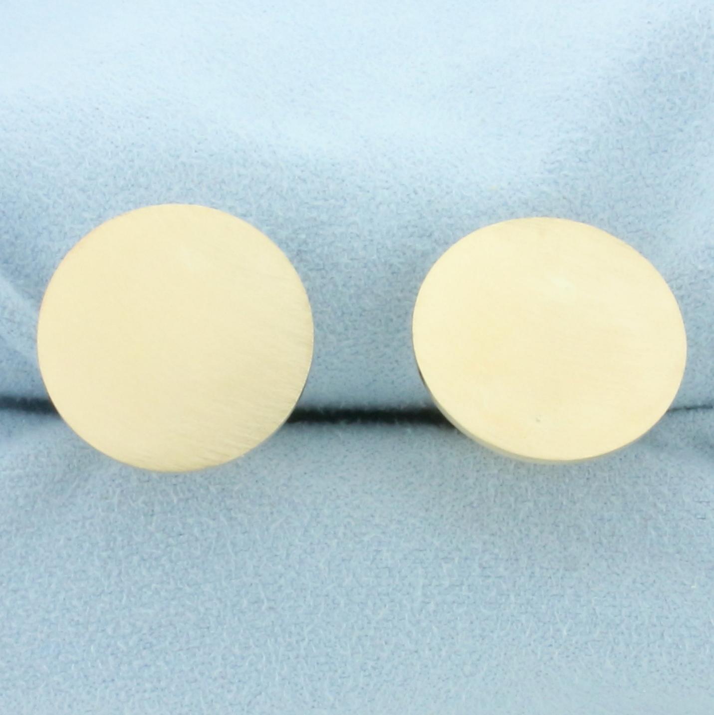 Vintage Engravable Disc Cuff Links In 14k Yellow Gold