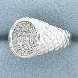 Quilted Design Pave Set Diamond Ring In 10k White Gold