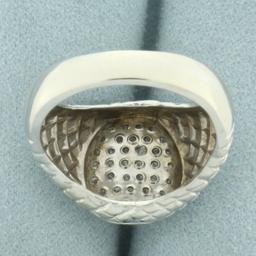Quilted Design Pave Set Diamond Ring In 10k White Gold
