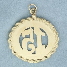 Happy 15 Year Anniversary Pendant Or Charm In 14k Yellow Gold