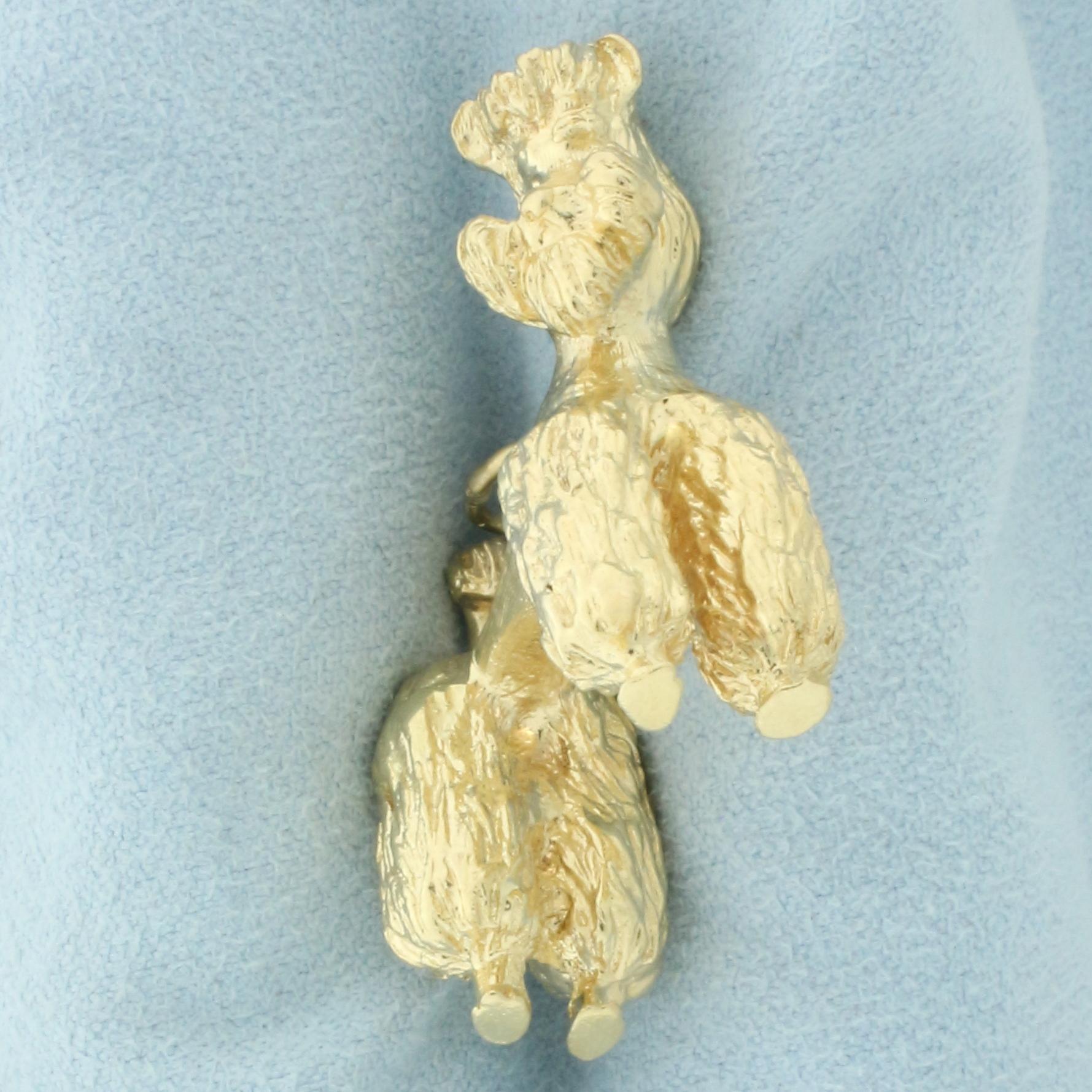 Standard Poodle Pendant Or Charm In 14k Yellow Gold