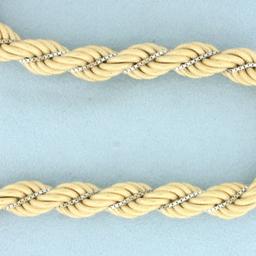 Italian Oversized Rope And Box Link Chain Necklace In 14k Yellow And White Gold