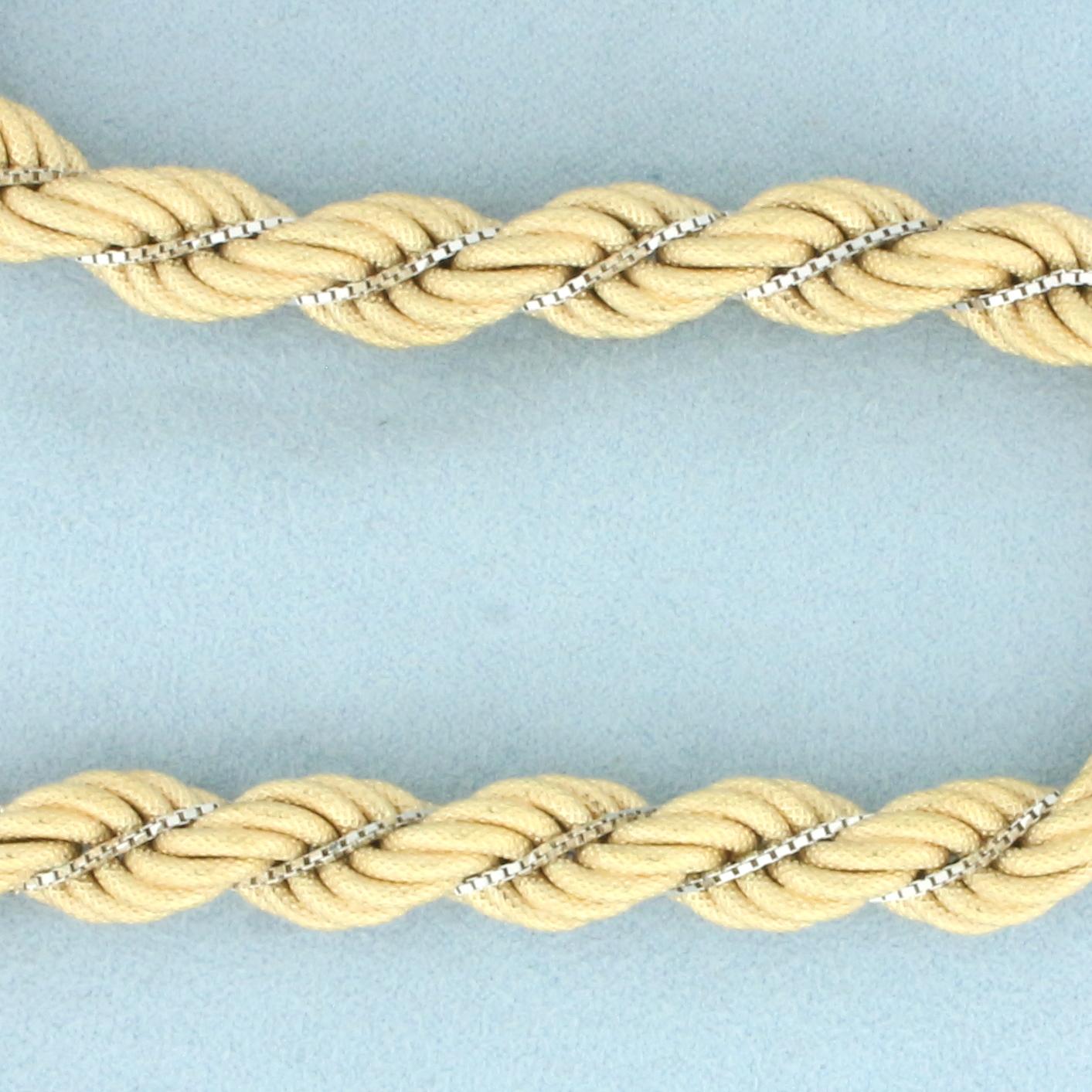 Italian Oversized Rope And Box Link Chain Necklace In 14k Yellow And White Gold