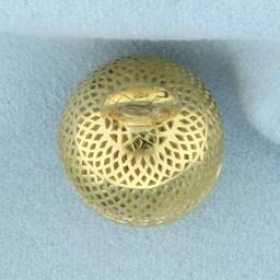 Designer Ray Griffiths Diamond Crownwork Ball Pendant In 18k Yellow Gold