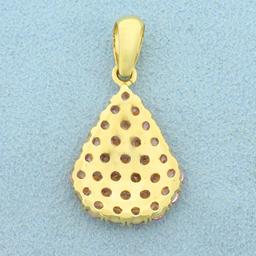 Designer Morganite Teardrop Pendant In 18k Yellow Gold