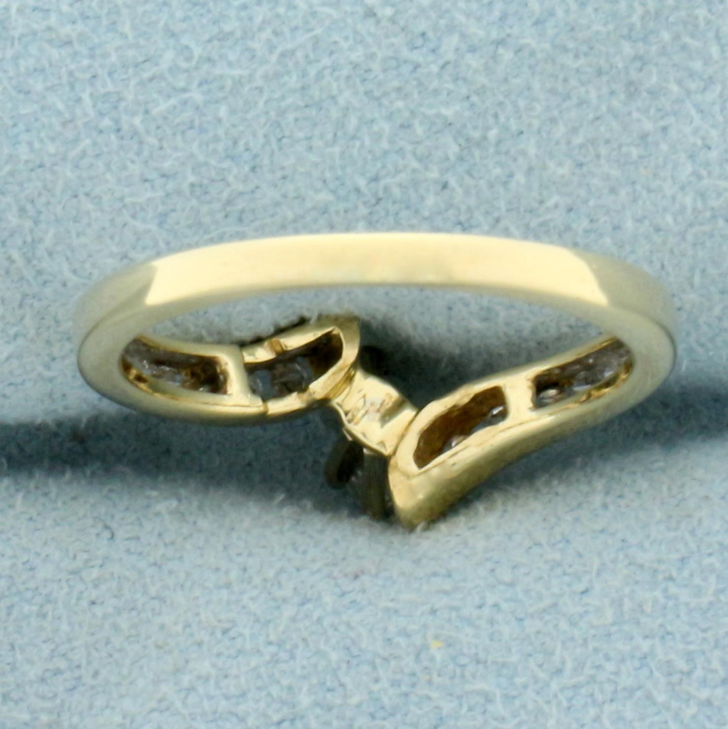 Marquise Diamond Bypass Design Engagement Ring In 14k Yellow Gold