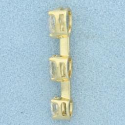 Three Stone Pear Diamond Pendant In 14k Yellow Gold