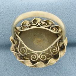 Vintage Mother Of Pearl Statement Ring In 10k Yellow Gold