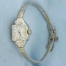 Womans Vintage Omega Wrist Watch In Solid 14k White Gold