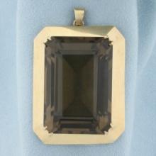 Huge 130ct Smokey Topaz Statement Pendant In 14k Yellow Gold