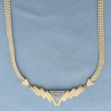 Pave Diamond V Necklace In 14k Yellow Gold