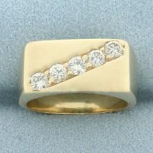 Diagonal Diamond 5-stone Ring In 14k Yellow Gold