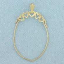 Heart Charm Holder Pendant In 14k Yellow Gold