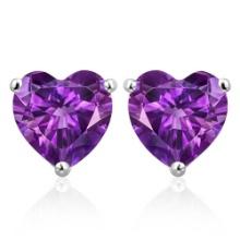 10mm Heart Amethyst Earrings In Sterling Silver
