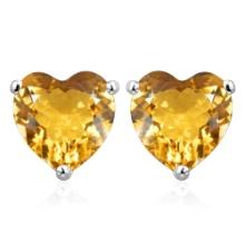 8mm Heart Citrine Earrings In Sterling Silver