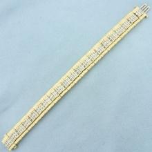 Diamond Two Tone Tread Design Statement Bracelet In 14k Yellow Gold
