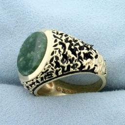 Vintage Jade Statement Ring In 14k Yellow Gold