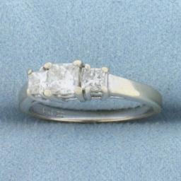 Three Stone Princess Diamond Engagement Or Anniversary Ring In 14k White Gold