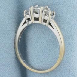 Three Stone Princess Diamond Engagement Or Anniversary Ring In 14k White Gold