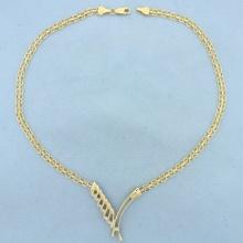 Italian Abstract Designer Bismarck Link Diamond Necklace In 14k Yellow Gold