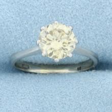 Solitaire Champagne Diamond Engagement Ring In 14k White Gold