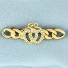 Antique 1894 Victorian Heart Seed Pearl Pin Brooch In 15k Yellow Gold