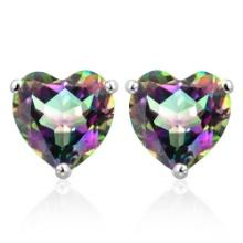 10mm Heart Mystic Topaz Earrings In Sterling Silver