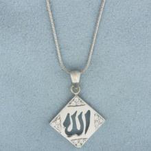 Diamond Allah Necklace In 18k White Gold